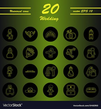 Set of wedding icons in modern thin line style vector image