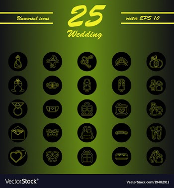 Set of wedding icons in modern thin line style vector image