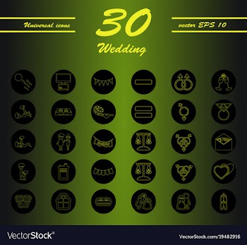 Set of wedding icons in modern thin line style vector image