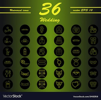 Set of wedding icons in modern thin line style vector image