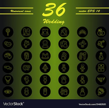 Set of wedding icons in modern thin line style vector image