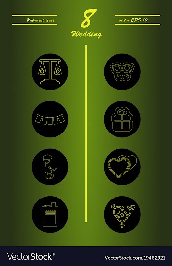 Set of wedding icons in modern thin line style vector image