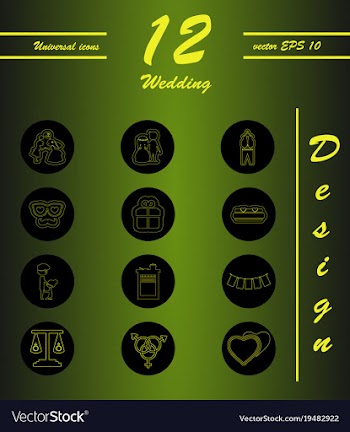 Set of wedding icons in modern thin line style vector image