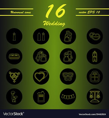 Set of wedding icons in modern thin line style vector image