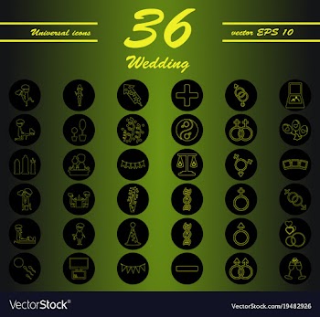 Set of wedding icons in modern thin line style vector image