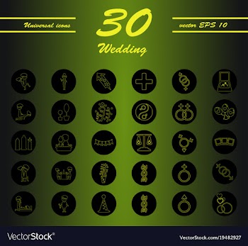 Set of wedding icons in modern thin line style vector image
