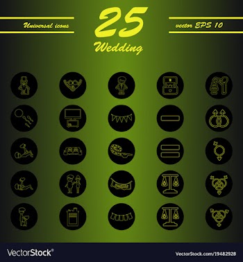 Set of wedding icons in modern thin line style vector image