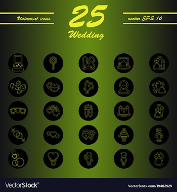 Set of wedding icons in modern thin line style vector image
