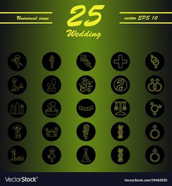 Set of wedding icons in modern thin line style vector image