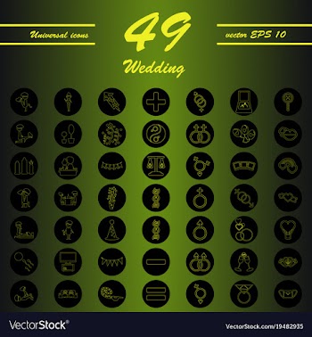 Set of wedding icons in modern thin line style vector image