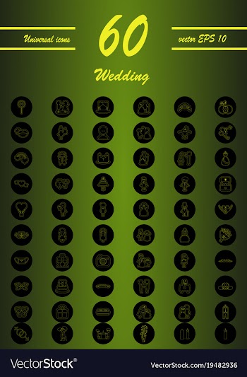 Set of wedding icons in modern thin line style vector image