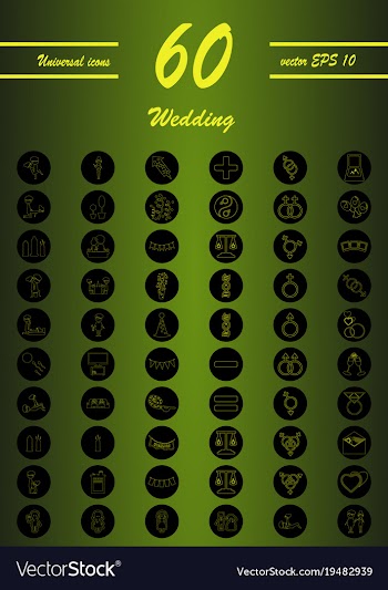 Set of wedding icons in modern thin line style vector image