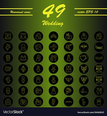 Set of wedding icons in modern thin line style vector image