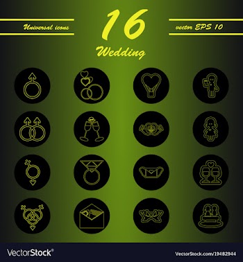 Set of wedding icons in modern thin line style vector image