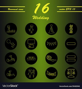 Set of wedding icons in modern thin line style vector image