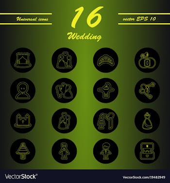 Set of wedding icons in modern thin line style vector image