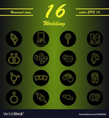 Set of wedding icons in modern thin line style vector image