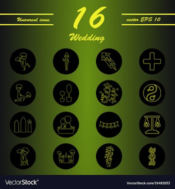Set of wedding icons in modern thin line style vector image