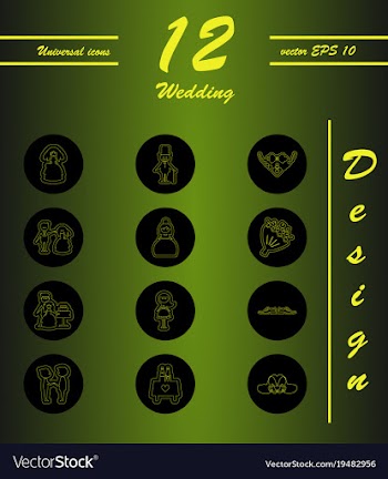 Set of wedding icons in modern thin line style vector image
