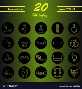 Set of wedding icons in modern thin line style vector image