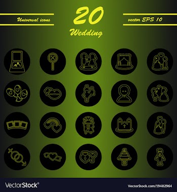 Set of wedding icons in modern thin line style vector image
