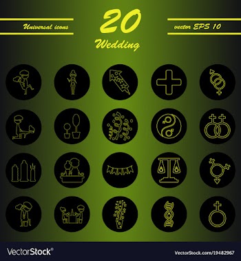 Set of wedding icons in modern thin line style vector image