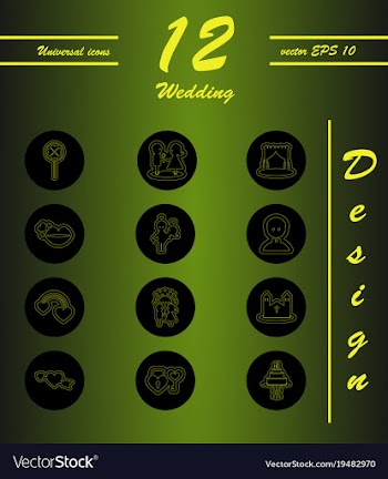 Set of wedding icons in modern thin line style vector image