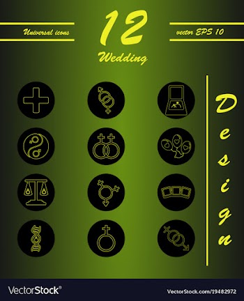 Set of wedding icons in modern thin line style vector image