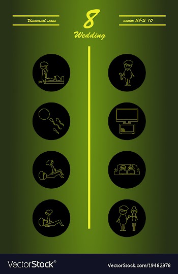 Set of wedding icons in modern thin line style vector image