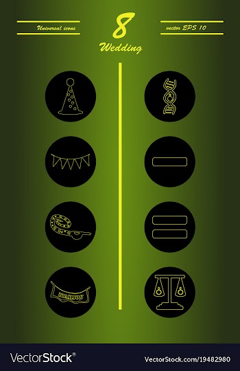 Set of wedding icons in modern thin line style vector image