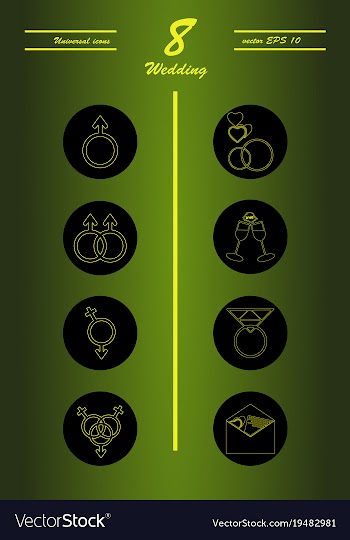 Set of wedding icons in modern thin line style vector image