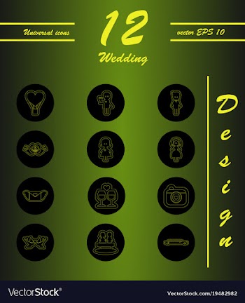 Set of wedding icons in modern thin line style vector image