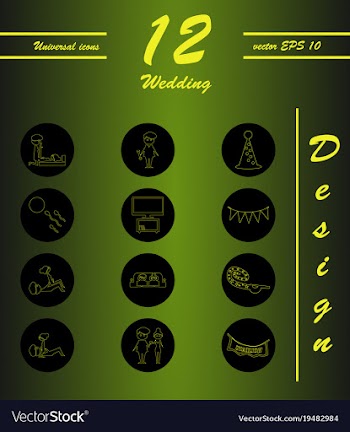 Set of wedding icons in modern thin line style vector image