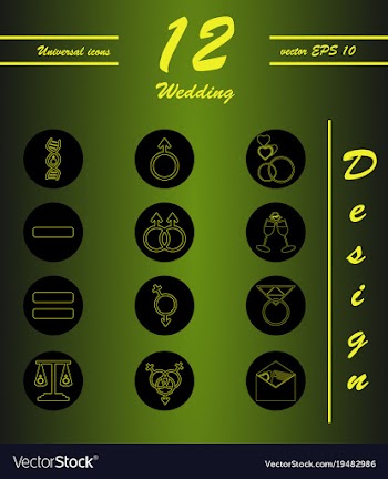 Set of wedding icons in modern thin line style vector image