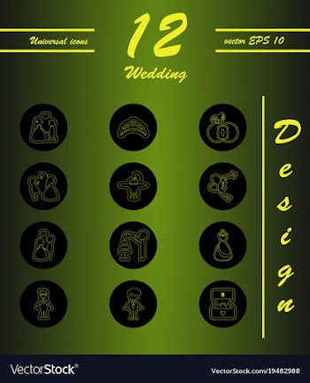 Set of wedding icons in modern thin line style vector image