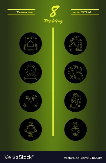 Set of wedding icons in modern thin line style vector image
