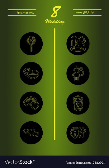 Set of wedding icons in modern thin line style vector image