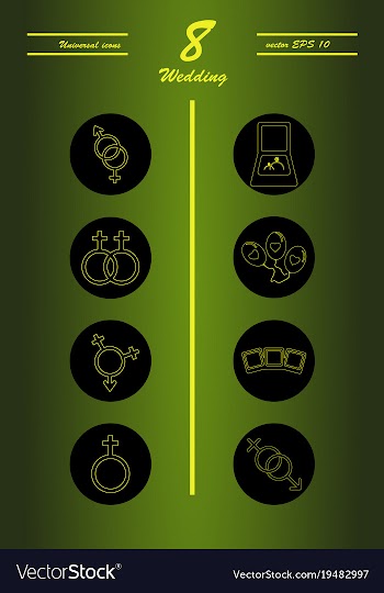 Set of wedding icons in modern thin line style vector image
