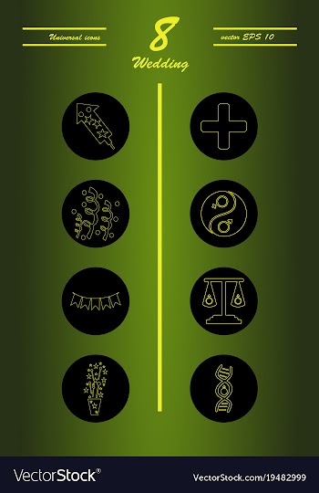 Set of wedding icons in modern thin line style vector image