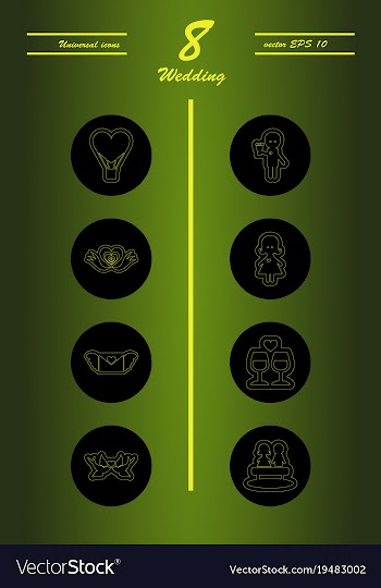 Set of wedding icons in modern thin line style vector image