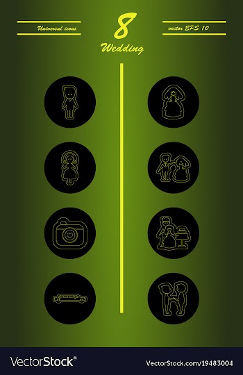 Set of wedding icons in modern thin line style vector image