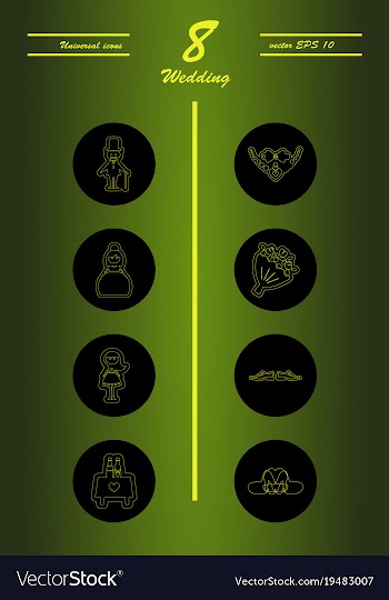 Set of wedding icons in modern thin line style vector image