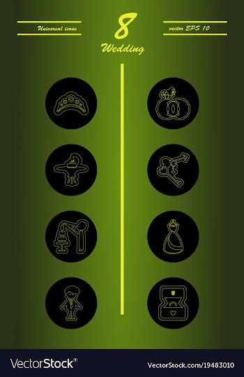 Set of wedding icons in modern thin line style vector image