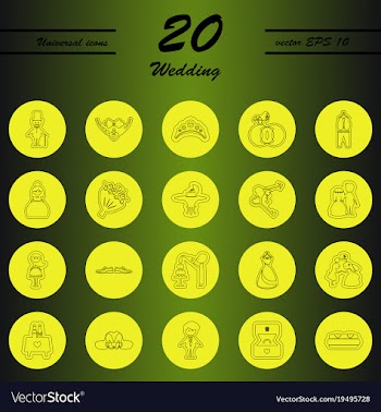 Set of wedding icons in modern thin line style vector image