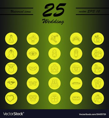 Set of wedding icons in modern thin line style vector image