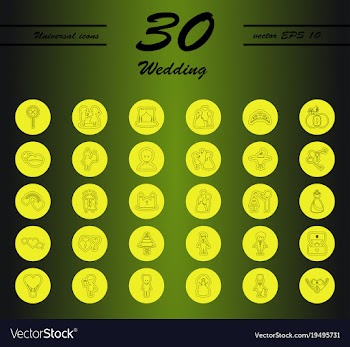 Set of wedding icons in modern thin line style vector image