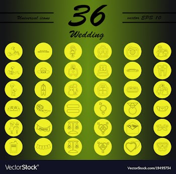 Set of wedding icons in modern thin line style vector image