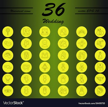 Set of wedding icons in modern thin line style vector image