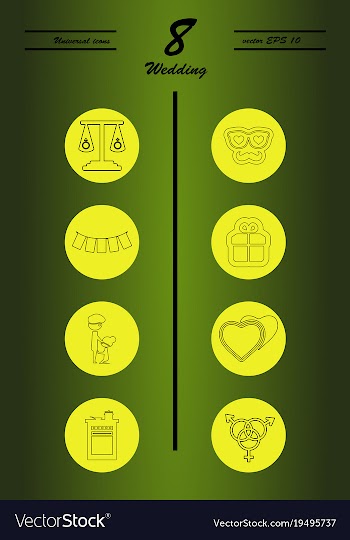 Set of wedding icons in modern thin line style vector image