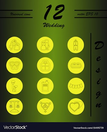 Set of wedding icons in modern thin line style vector image